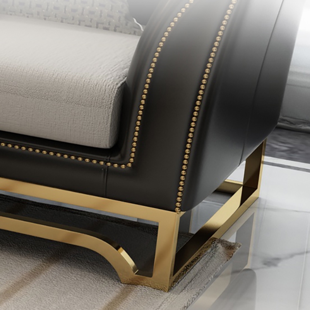 Modern Sofa 3-Seater Microfiber Leather Upholstered Sofa 78.7" Pillow Included window image