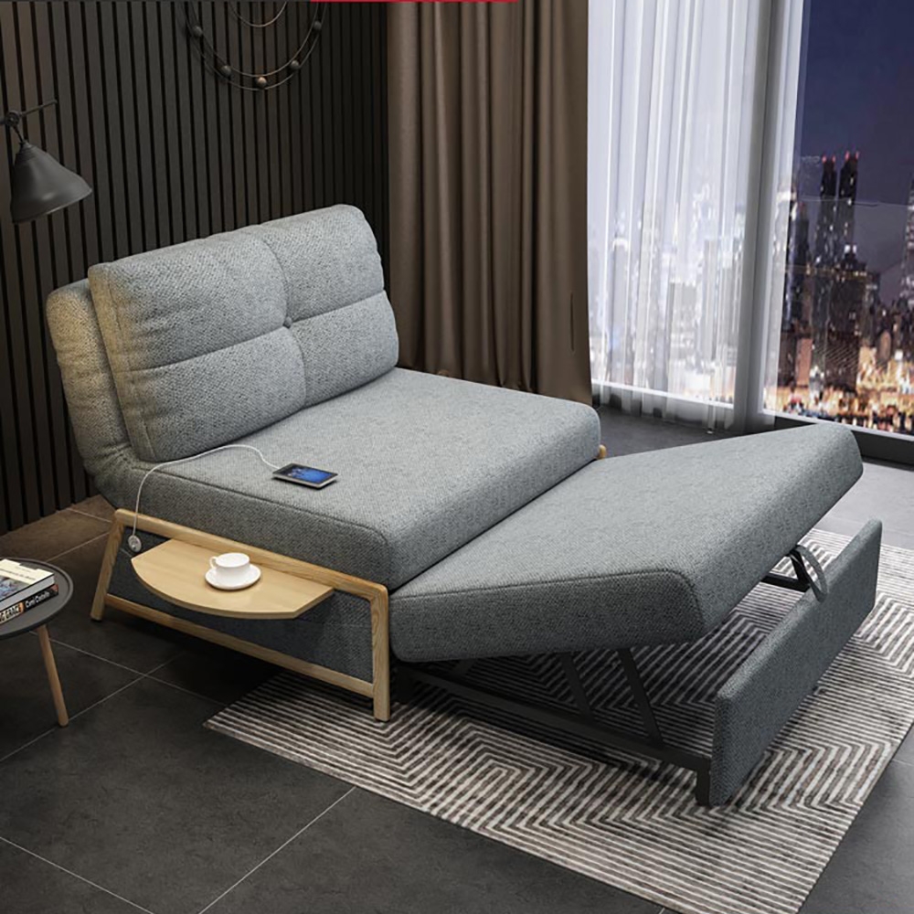 Sofa Bed Cotton&linen Upholstered 1-seat Convertible Sofa with a Accent Table window image