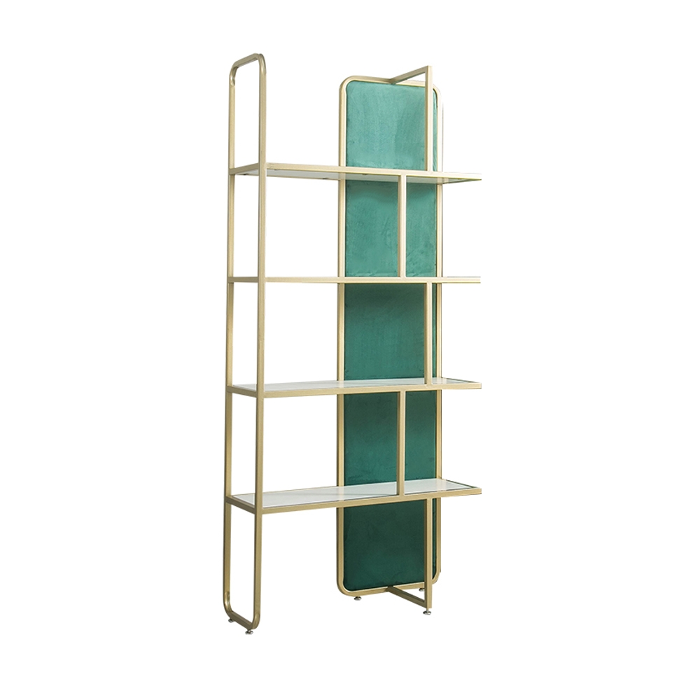 4-Tiers Golden Bookshelf Freestanding Display Bookcase in Green window image