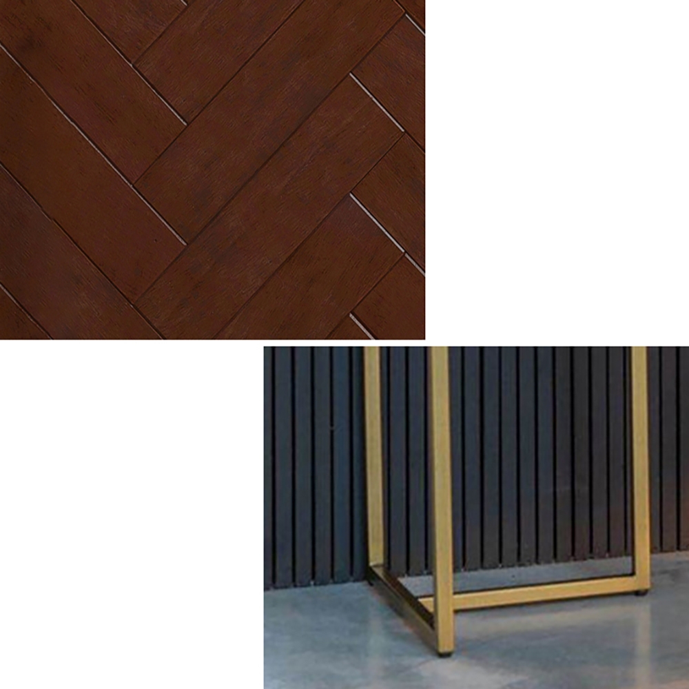 Walnut Modern Wooden Desk with Drawers Pine Wood Top & Metal Frame window image