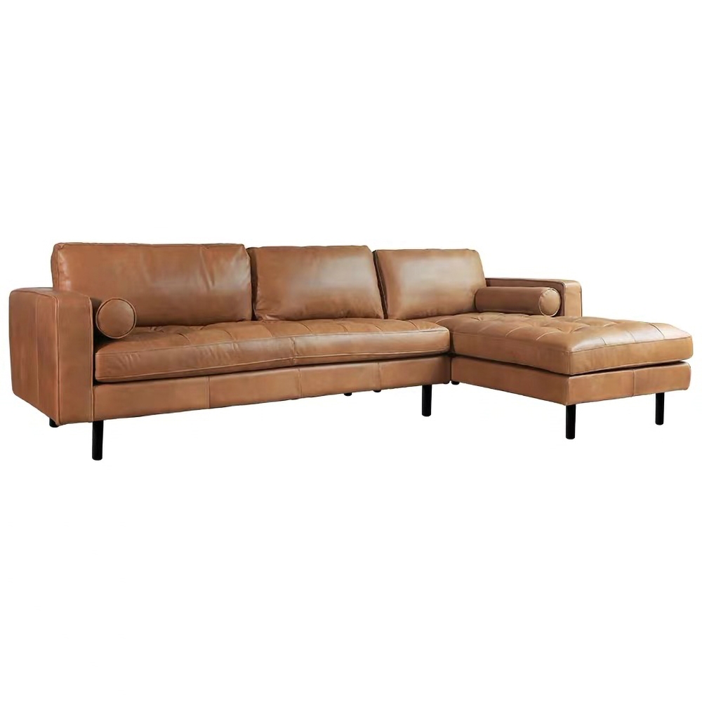L-Shape Black Sofa Sectionals Upholstered Sofa Luxury in Metal Legs