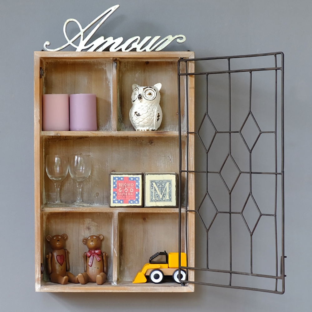 Farmhouse Wall Storage Cabinet with Metal Door window image