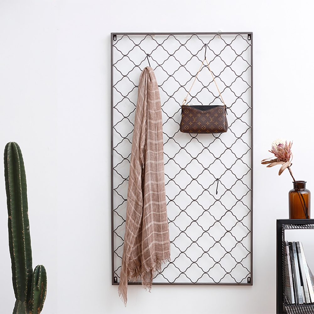 Black Grid Coat Rack Entryway Wall Mounted Rack window image