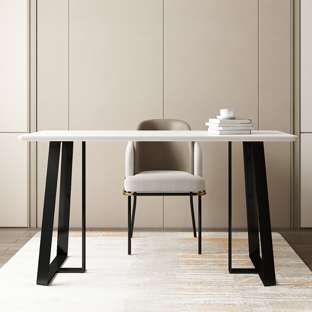 47.2" Black Rectangular Home Office Desk with Metal Frame window image