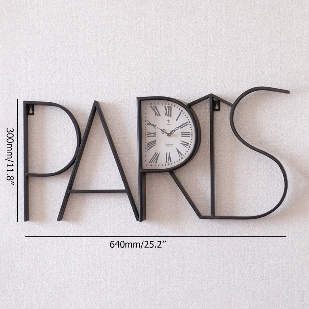 Nordic Retro-Style Black Metal Large Wall Clock Home Decor window image