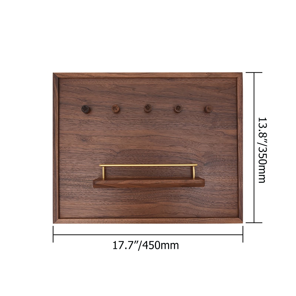 Walnut Electric Box Cover Pinboard with Brass Shelf window image