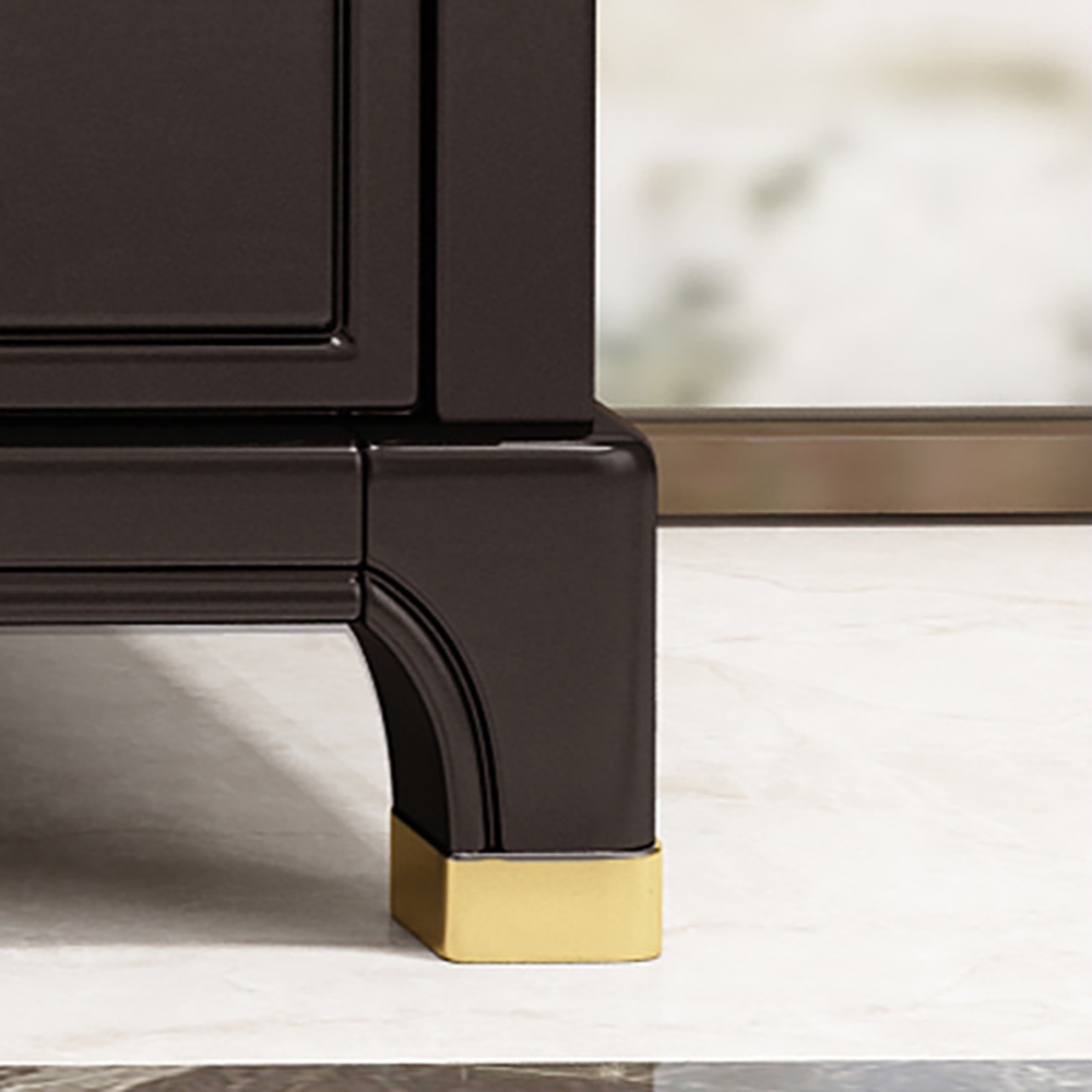 Vinatge Coffee TV Stand Chinese Style 2-Door & 2-Drawer Media Console in Gold window image