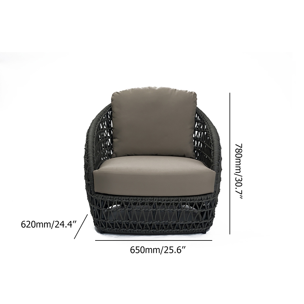 Rattan Outdoor Armchair Accent Chair with Cushion Back window image