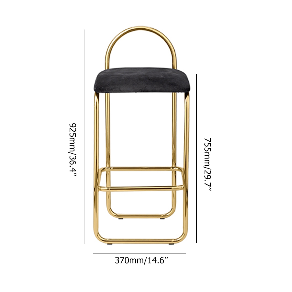 Modern Bar Stool Upholstery Velvet Bar Chair 36.4" in Gold Finish window image