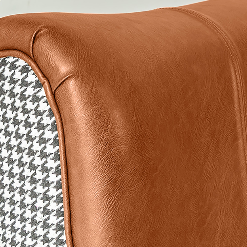Orange Accent Chair Upholstered Leather Accent Chair Modern with Ottoman window image