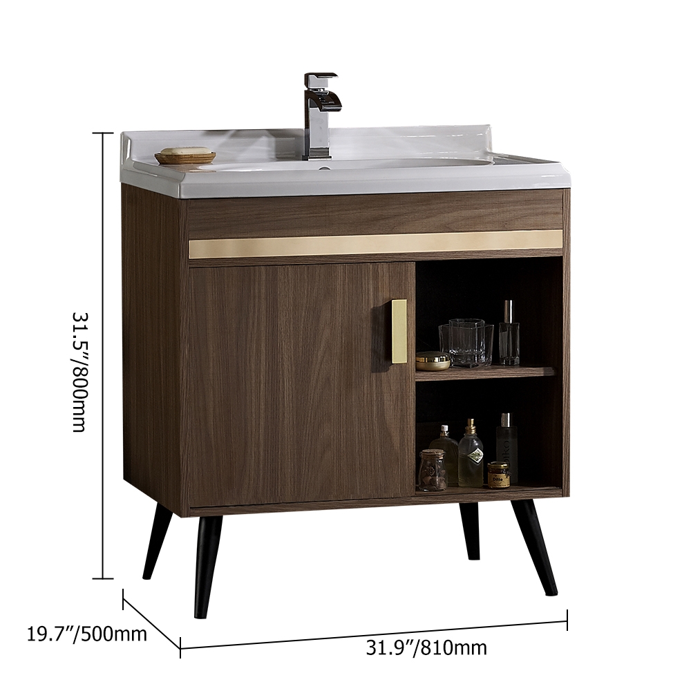810mm Free-Standing Bathroom Vanity Integral Ceramic Basin Bathroom Cabinet window image