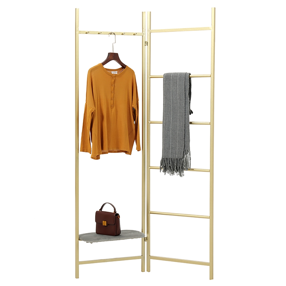 2-Panel Metal Divider Coat Rack Entryway Shelf with Shelf window image