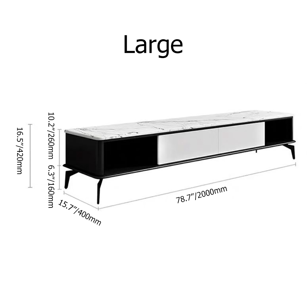 Nordic White&Black TV Stand Faux Marble Top Media Console with 2 Drawers in Small window image