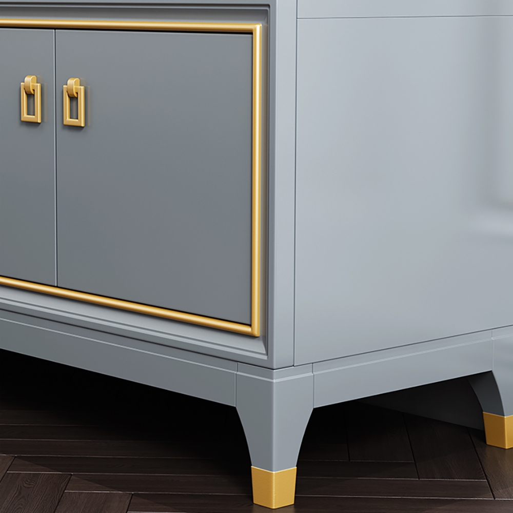 70" Minimalist Senior Gray TV Stand with Doors & Drawers in Small window image