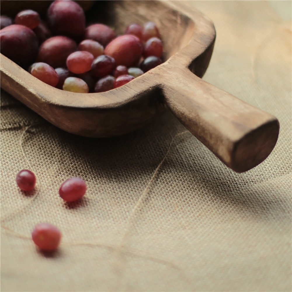Retro Wood Table Serving Tray in Natural with Handles window image