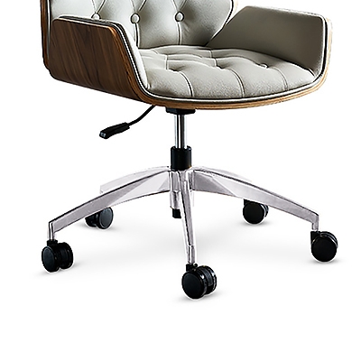 Green Leather Task Chair Upholstered Swivel Office Chair Height Adjustable window image