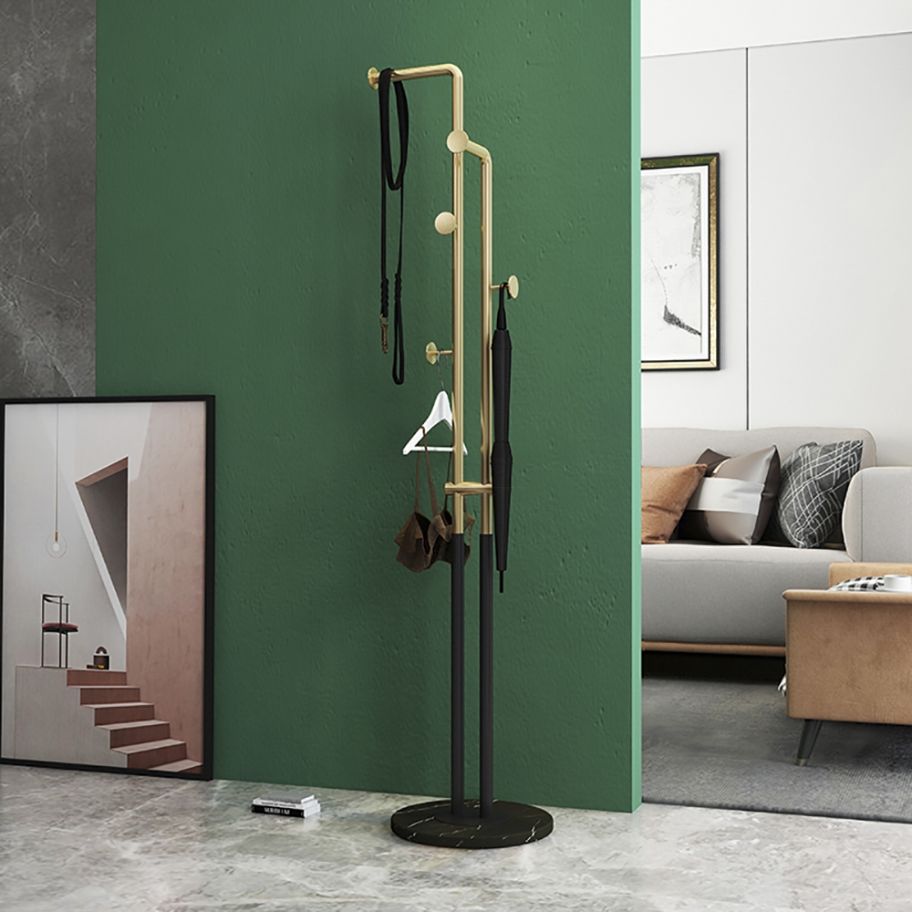 Scandinavian Style Round Coat Rack in White/Black/Gold window image