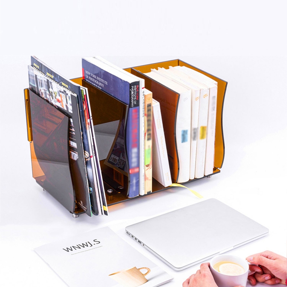 Acrylic Tawny Desktop Organiser Books Holder Magazine Stand window image