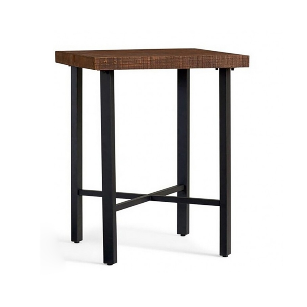 Industrial Walnut Bar Table Pine Wood Top & Metal Frame window image