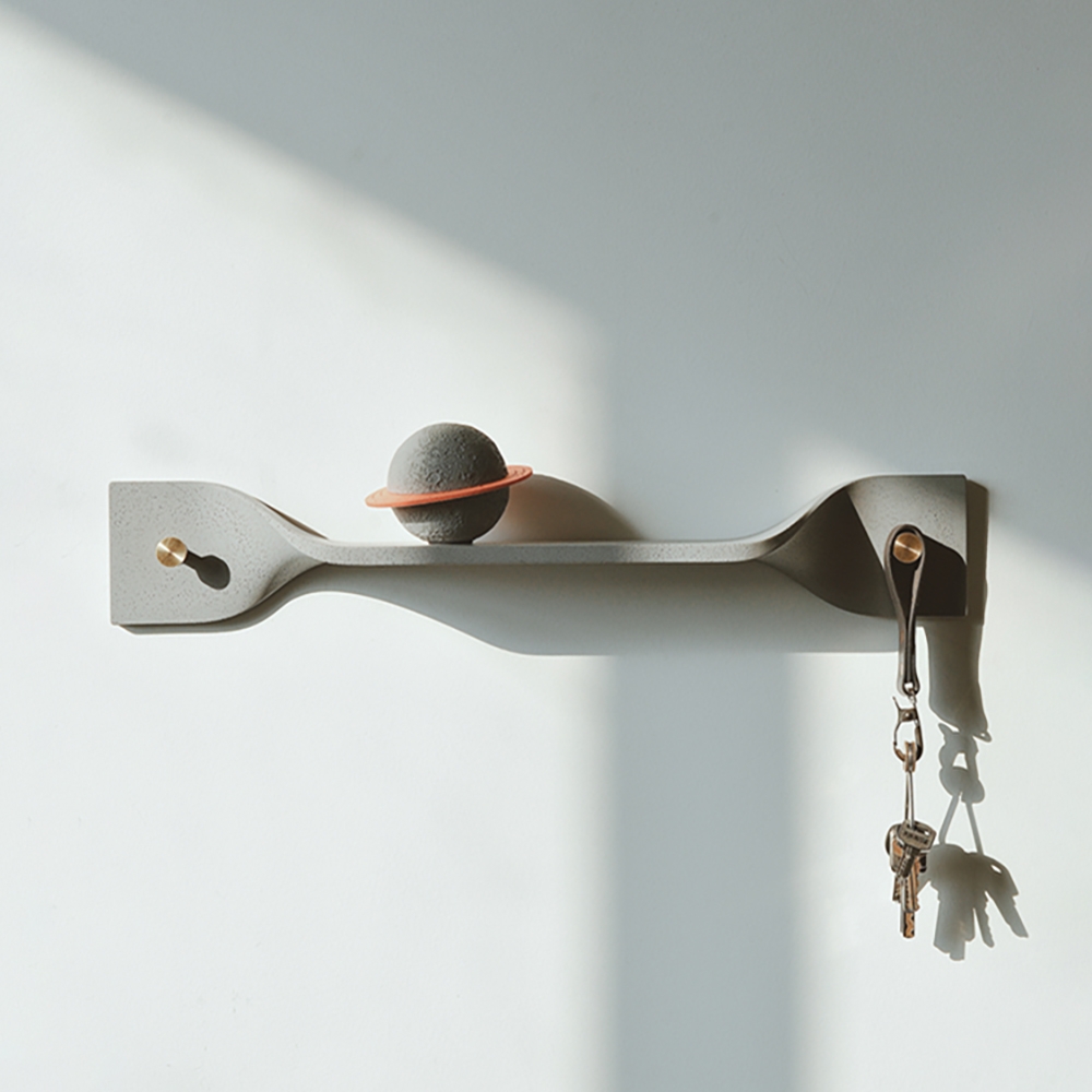 Industrial Gray Decor Floating Shelves with Hooks window image