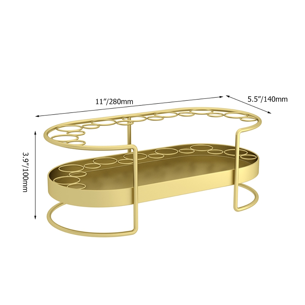 Modern Gold Makeup Oval Desk Organizer Makeup Rack window image