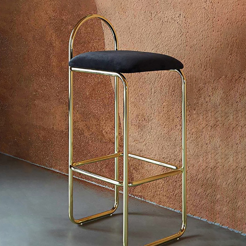 Modern Bar Stool Upholstery Velvet Bar Chair 36.4" in Gold Finish window image