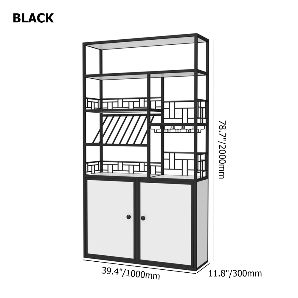White Gold Metal Wine Rack Glass Rack With Door window image