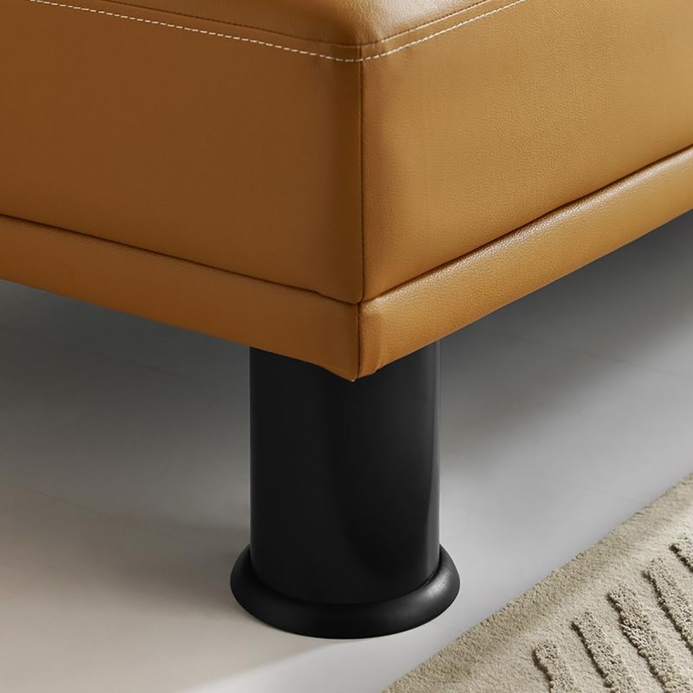 70.5" Full Sleeper Brown Sofa Leather Upholstered Convertible Sofa window image