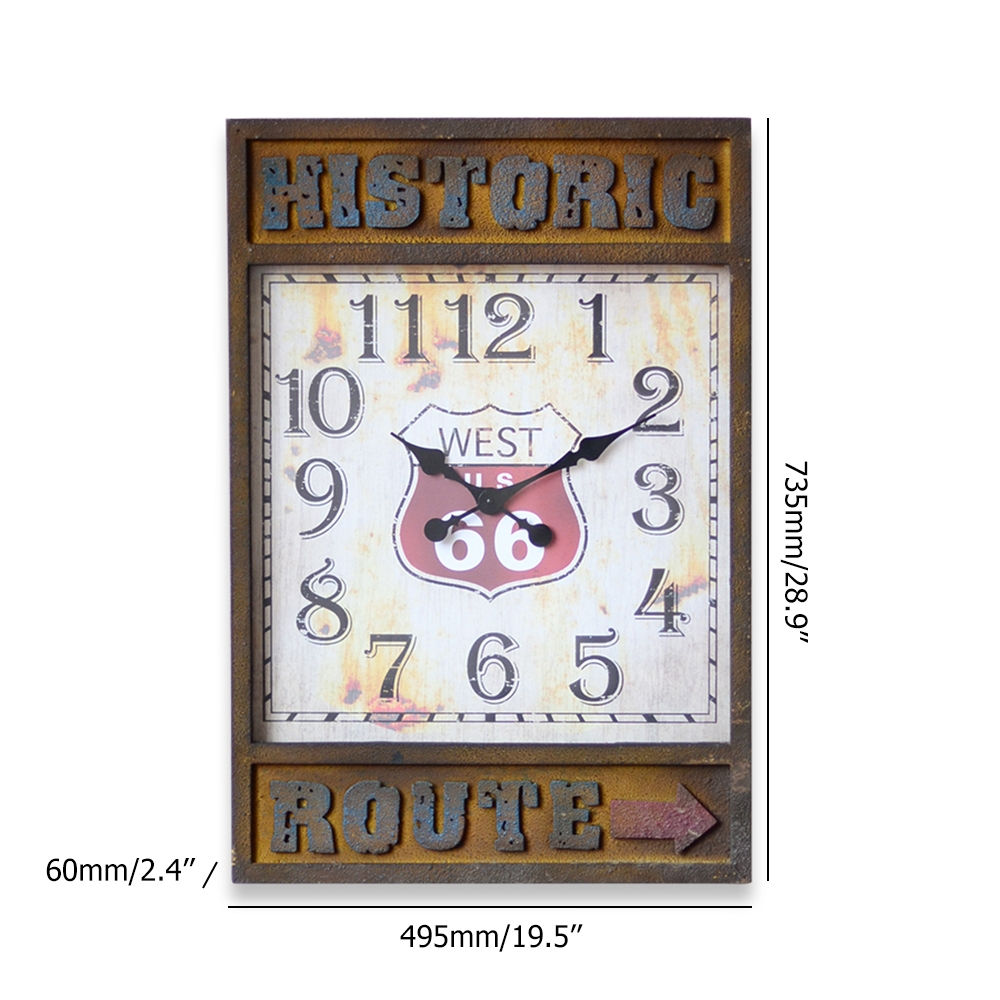 Retro-Style Rectangular Metal Large Wall Clock with Distinctive Distressed Dial window image