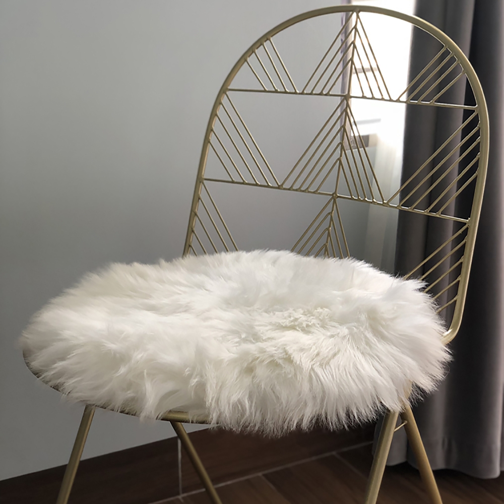 Nordic Accent Chair in Gold Finsh Chair with White Wool Cushion Accent Chair window image
