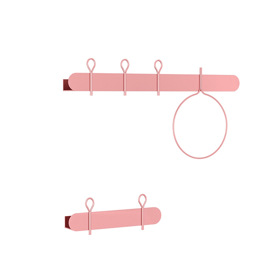 Metal Bathroom Wall Mount Shelf with Towel Ring Pink window image