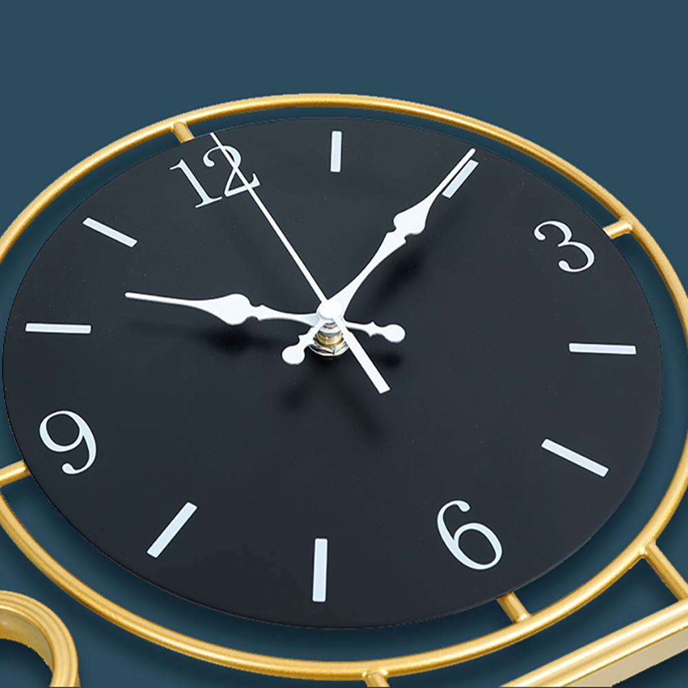Creative Black&Gold Large Deer Wall Clock Home Background Decor window image