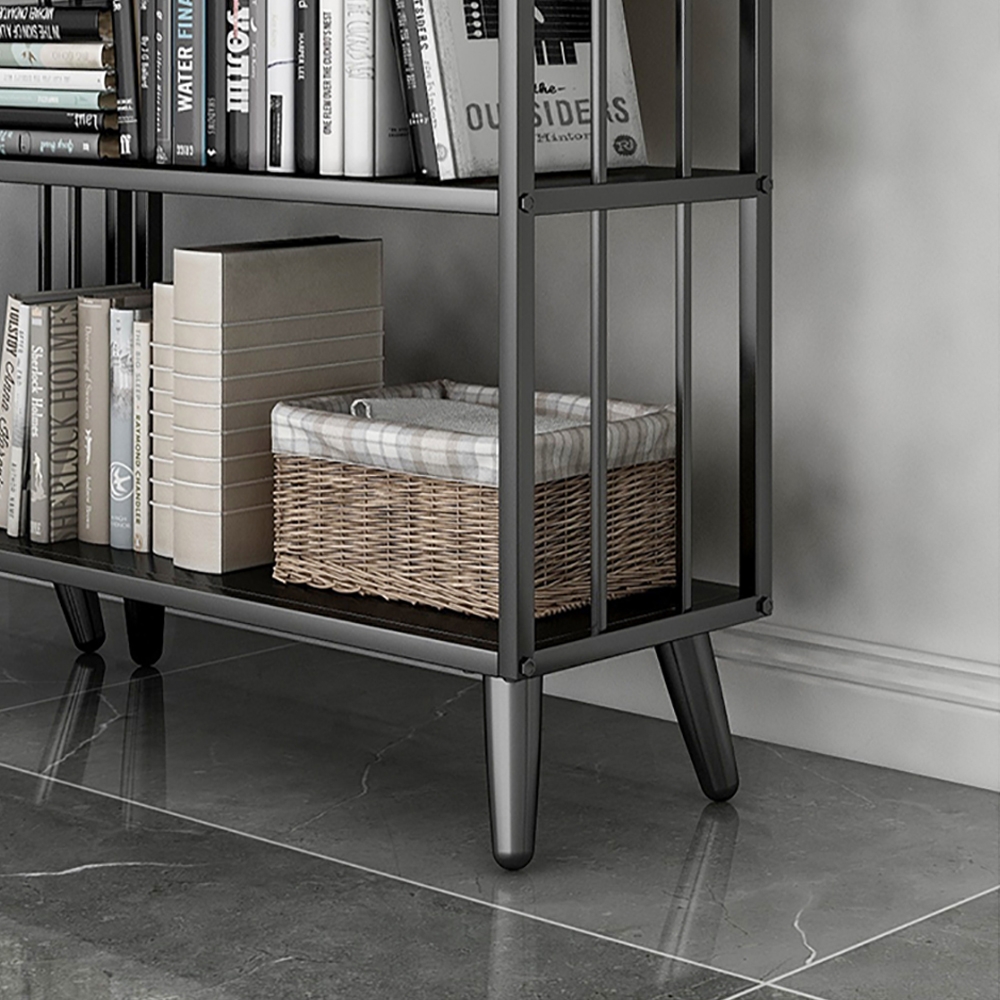 Contemporary Standing Etagere Bookshelf Metal Shelf in Black 4 Tiers window image