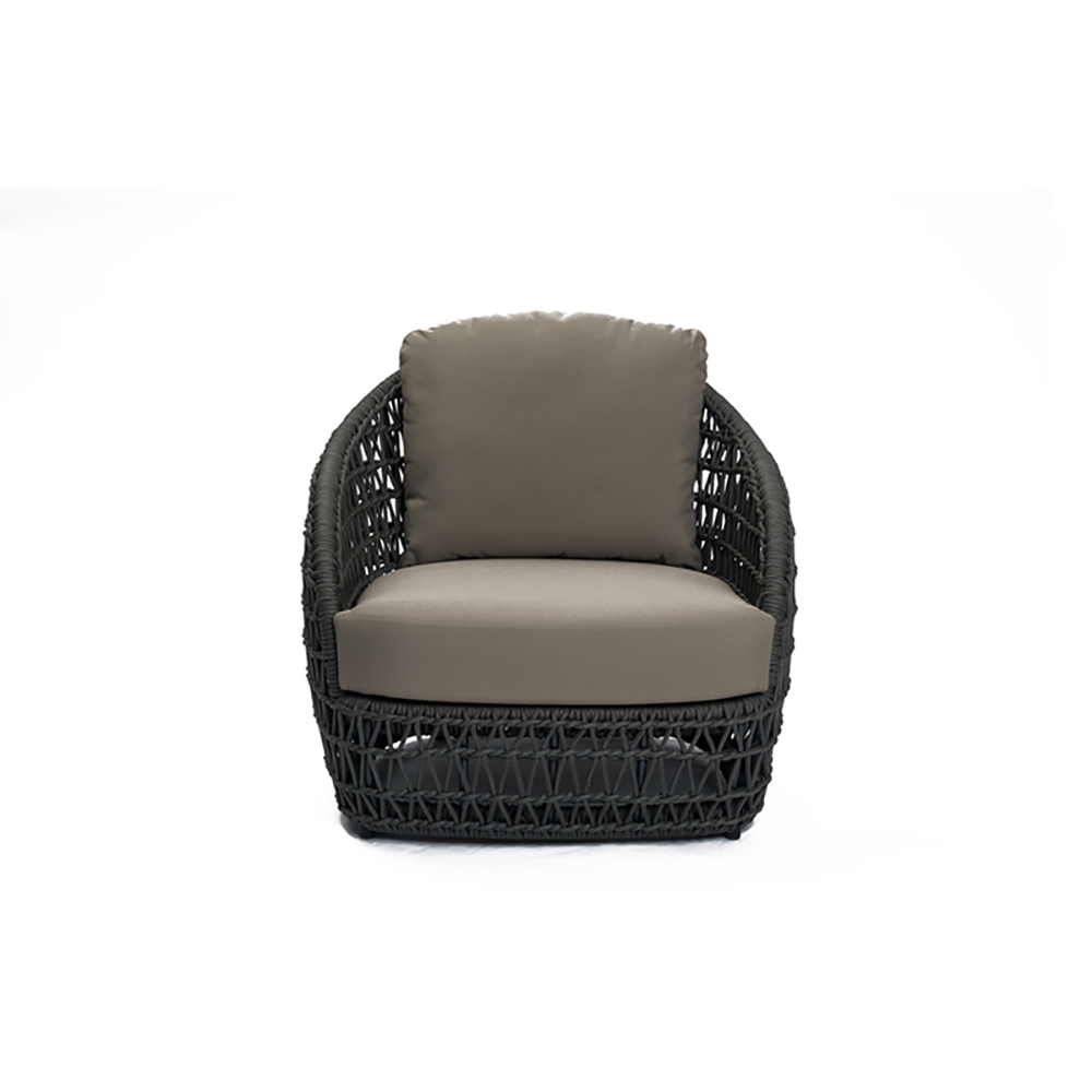 Rattan Outdoor Armchair Accent Chair with Cushion Back window image