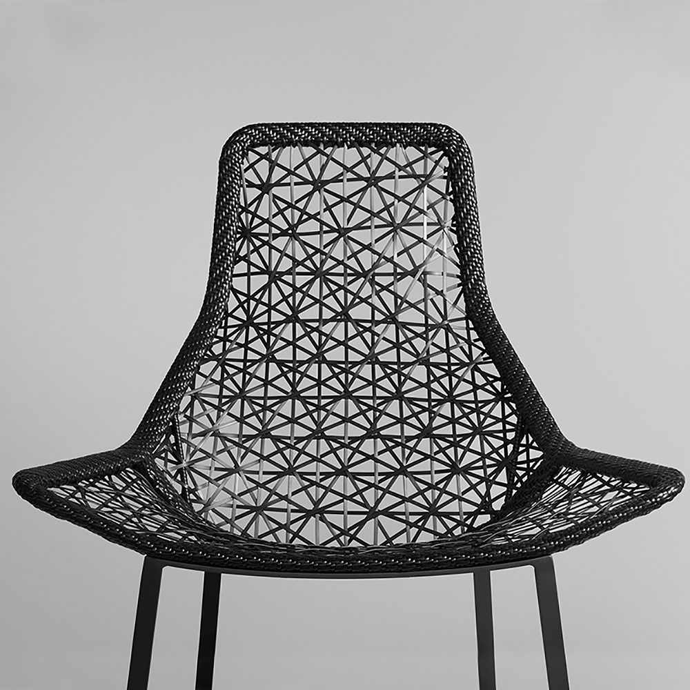 Rattan Outdoor Accent Chair with Three-dimensional Weaving Back Armless Chair in Aluminum Frame window image