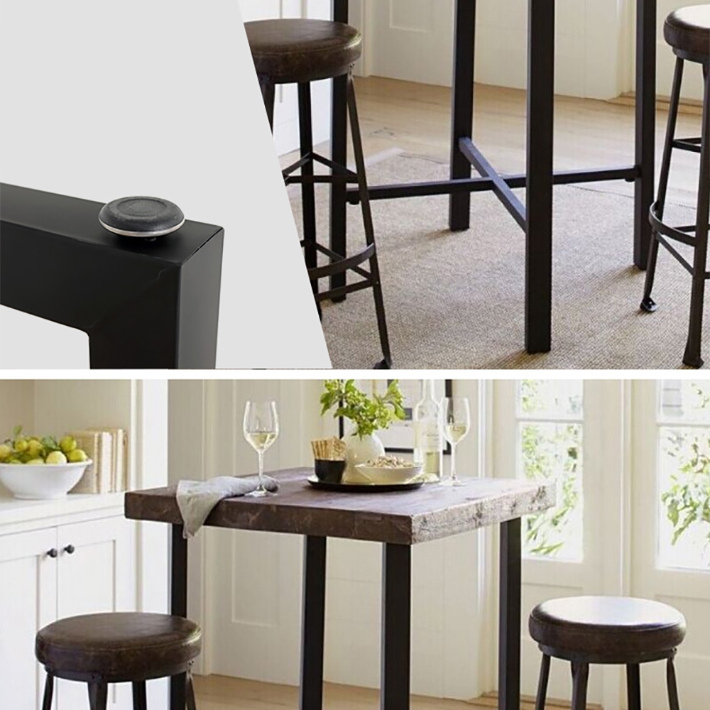 Industrial Walnut Bar Table Pine Wood Top & Metal Frame window image