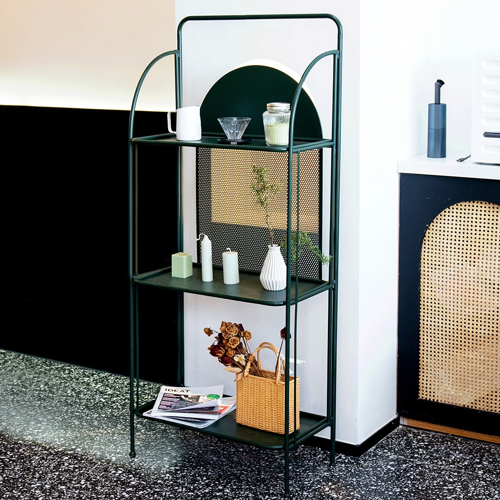 57" Modern Metal Standing Kitchen Shelving in Dark Green|Homary