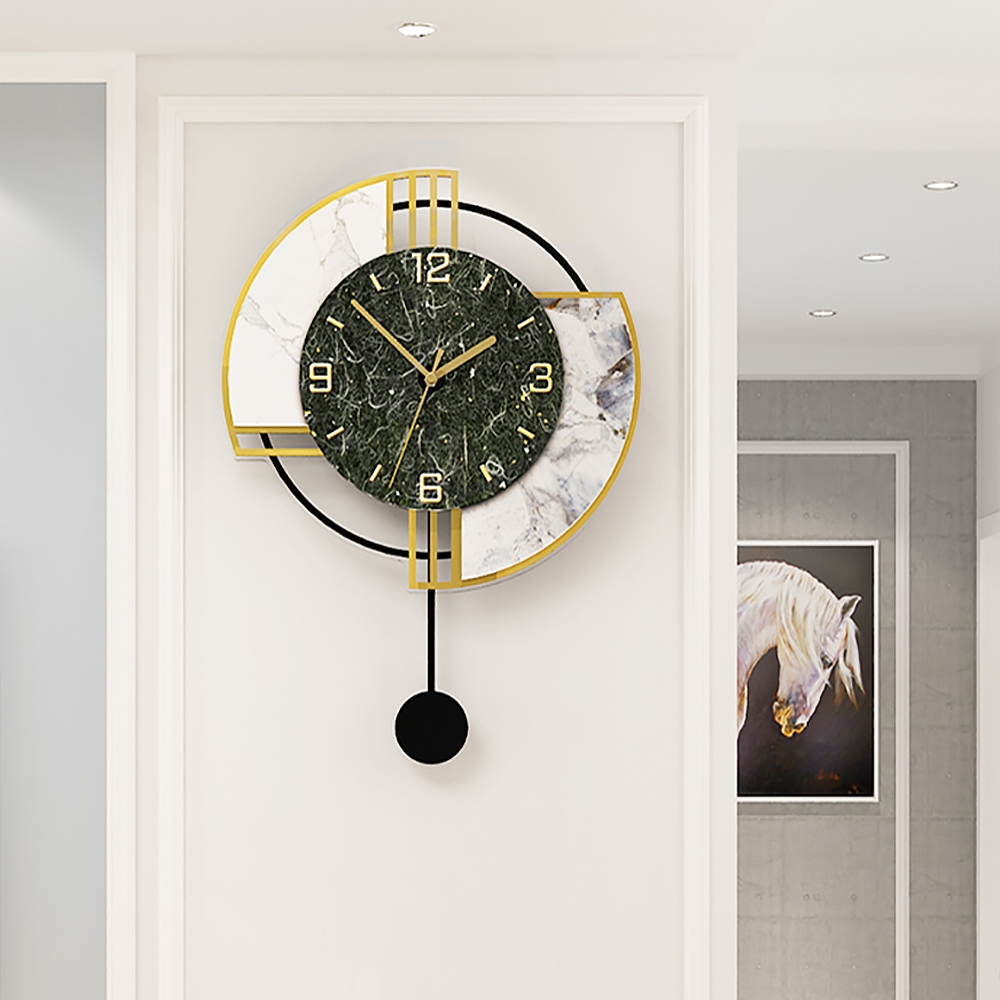 Nordic New Style Earth-Shape 3D Acrylic Wall Clock with Swingable Pendulum window image