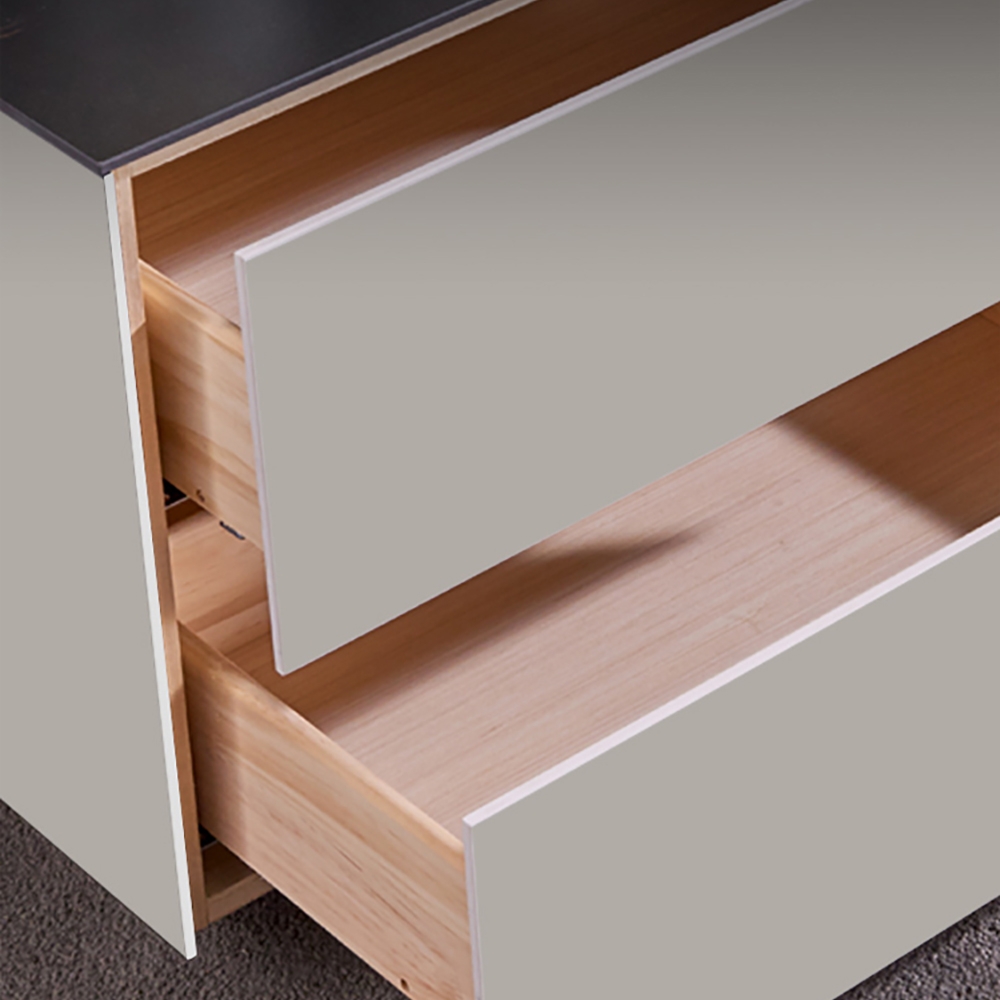 Modern Black Coffee Table with Storage with Sintered Stone Top & Wood Drawers window image