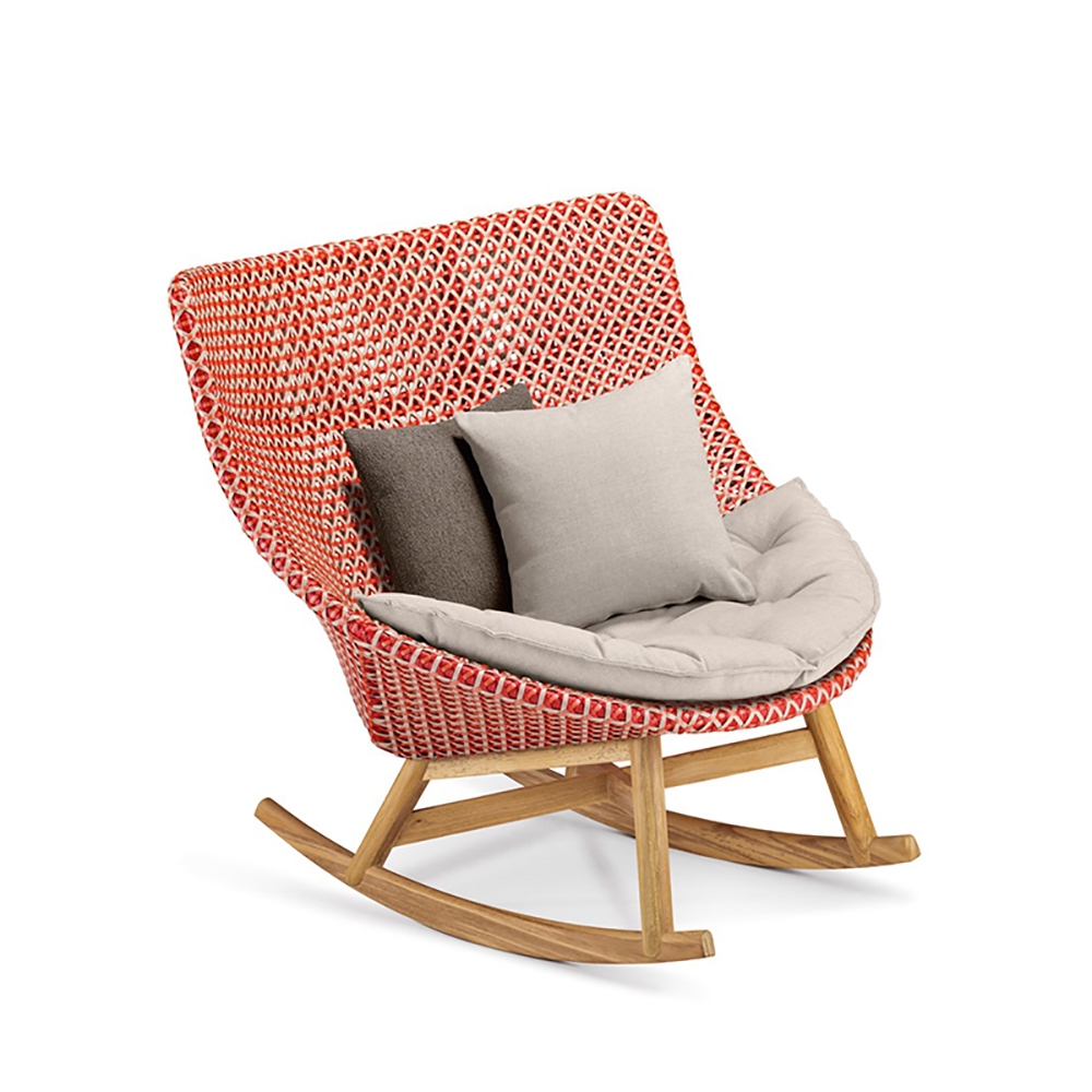 Patio Rattan Rocking Chair with Cushion Pillow window image