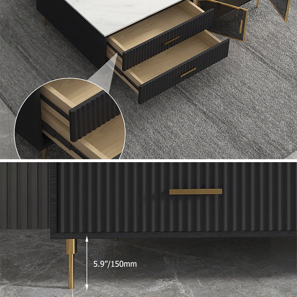 Modern Black & White Large Coffee Table with Storage & Drawers window image