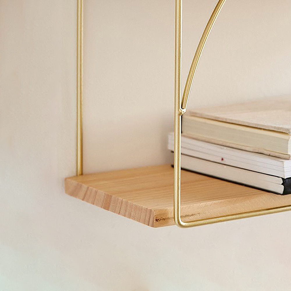 3-Tier Decor Wall Mounted Shelves Display Floating Shelf in Gold window image