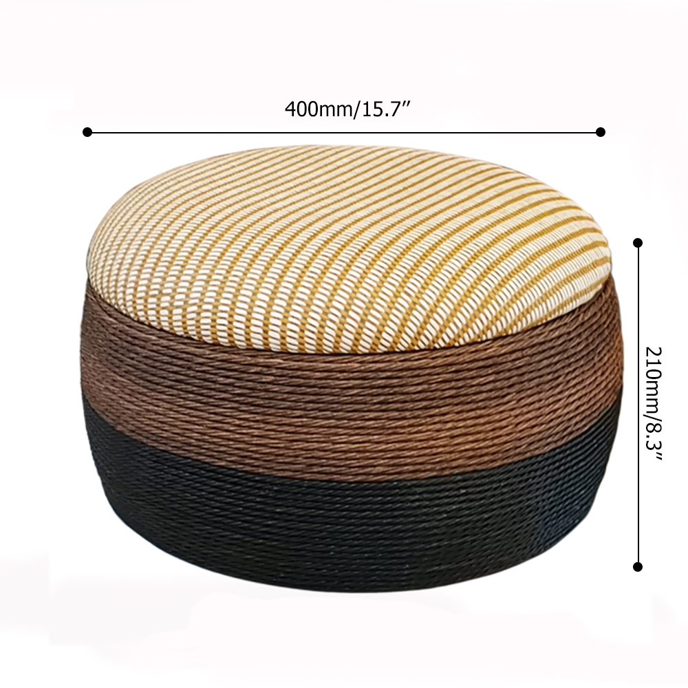 Tabouret de jardin 399,1 mm Tricolore Chanvre, marron et noir en forme de tambour chinois image de fenêtre