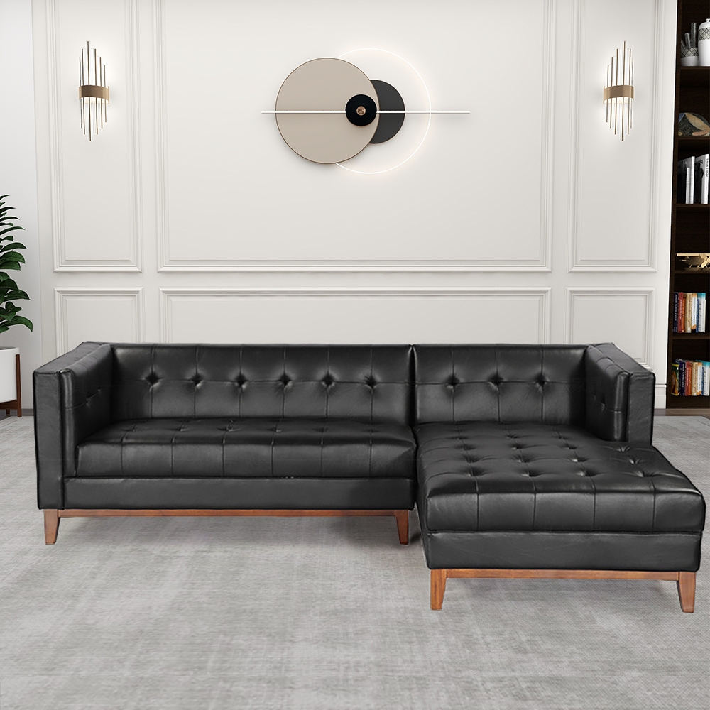 92.5" Modern Sofa Sectionals PU Leather Upholstered Sofa Luxury Sofa Solid Wood Legs window image