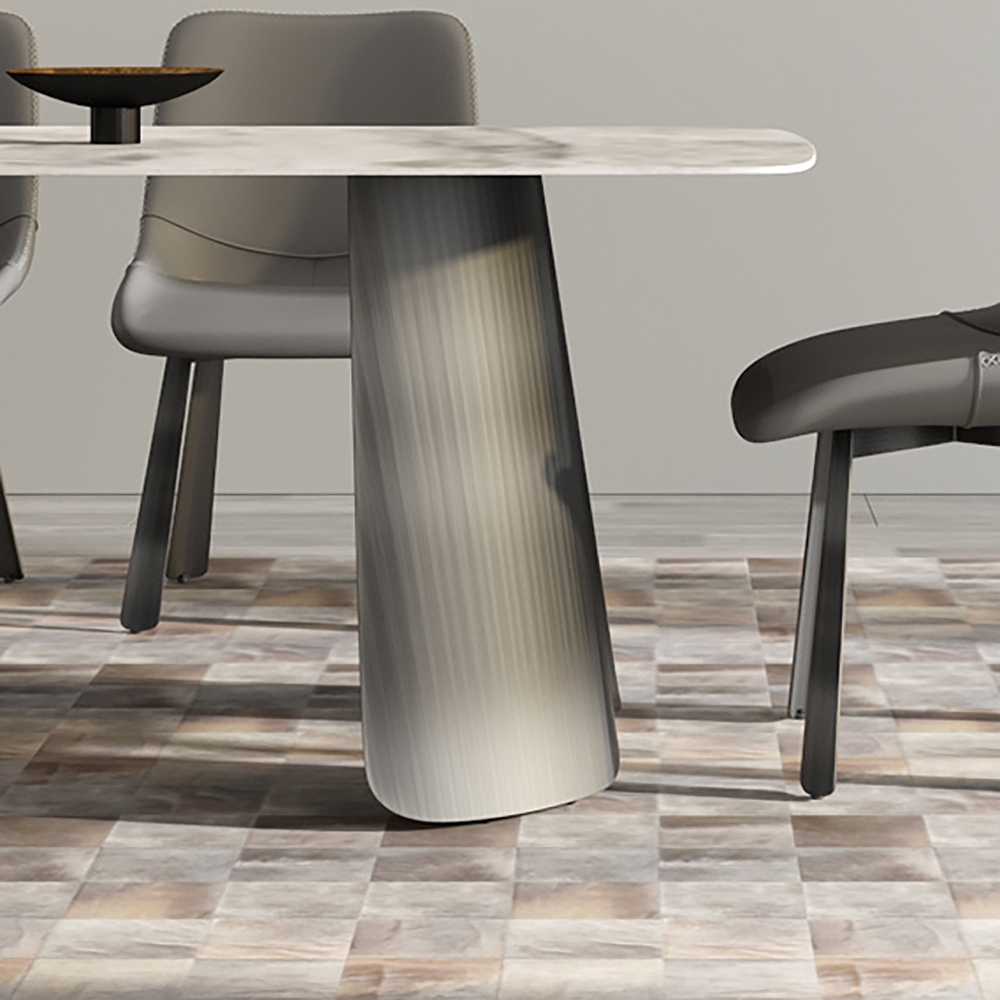 70.9" Modern Dining Table with Sintered Stone Top & Stainless Steel Pedestal Rectangle window image
