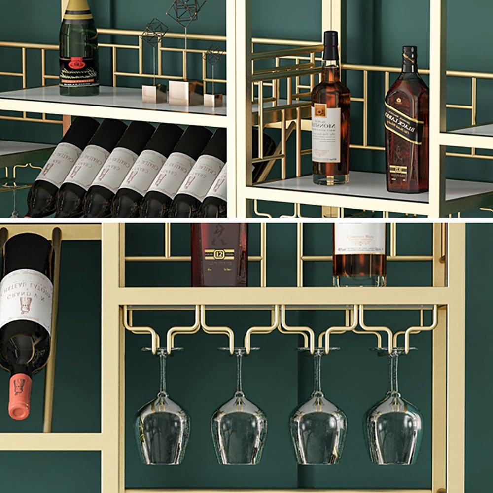 White Gold Metal Wine Rack Glass Rack With Door window image