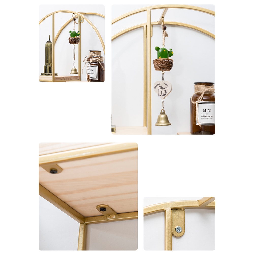 Floating Shelves Round Golden Decor Wall Shelves window image