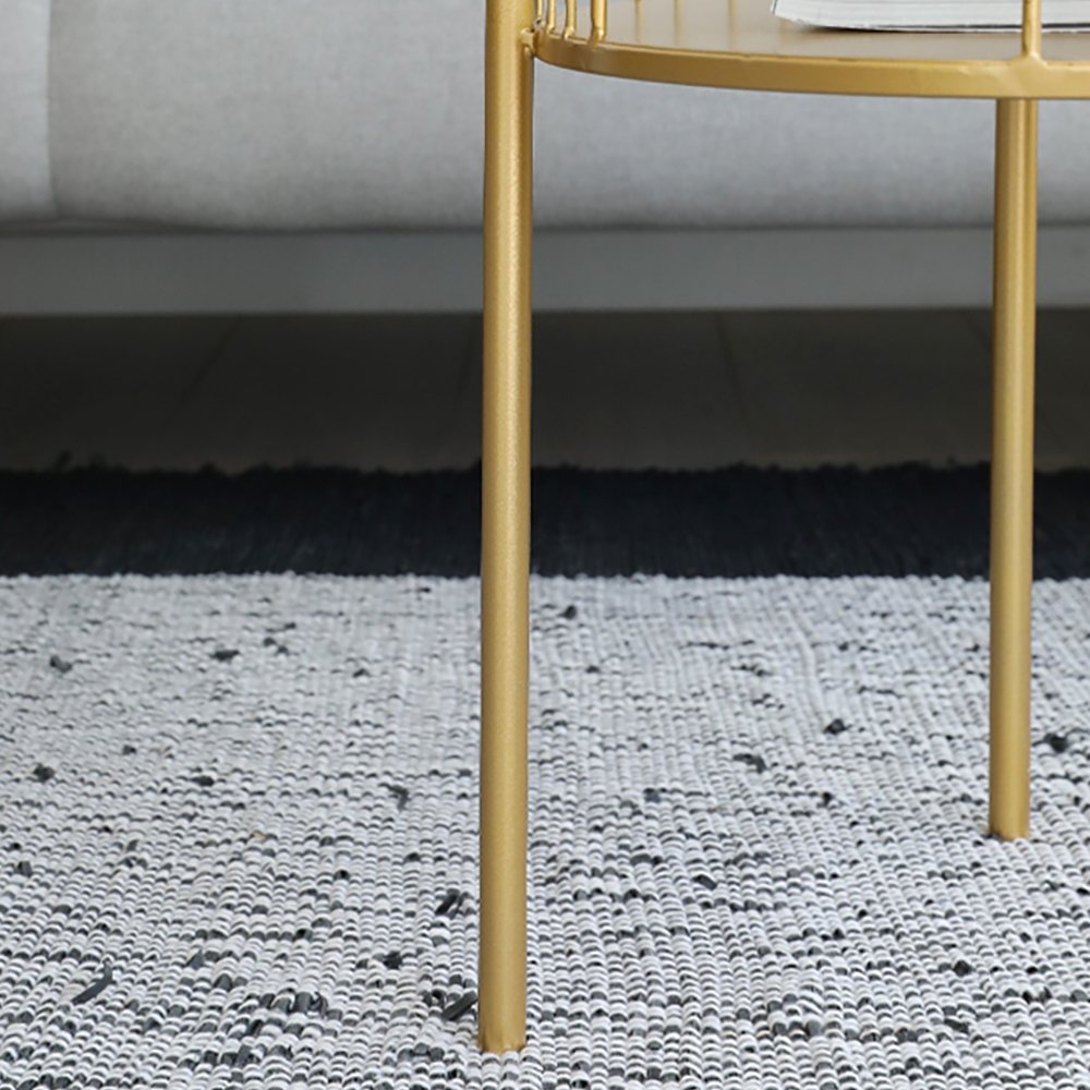 Table de Bout Rond avec Cadre en Métal en Verre Trempé Doré image de fenêtre