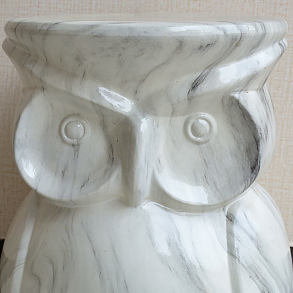 Ceramic Marble Garden Stool 299.7mm End Table Owl Shape window image