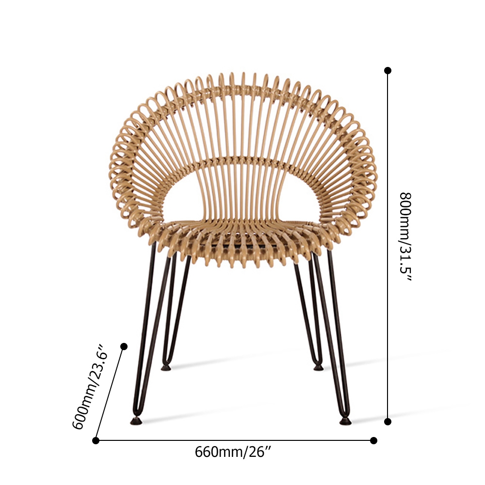 Brown Woven Rattan Patio Barrel Chair Outdoor Dining Chair window image